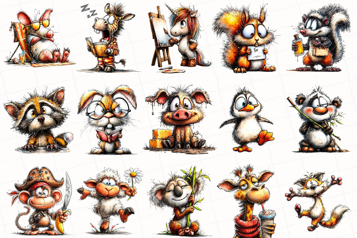 Quirky Animals Clipart, an Illustration by OK Design (Photo 3 of 6)