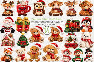 Christmas Plushies Clipart Bundle