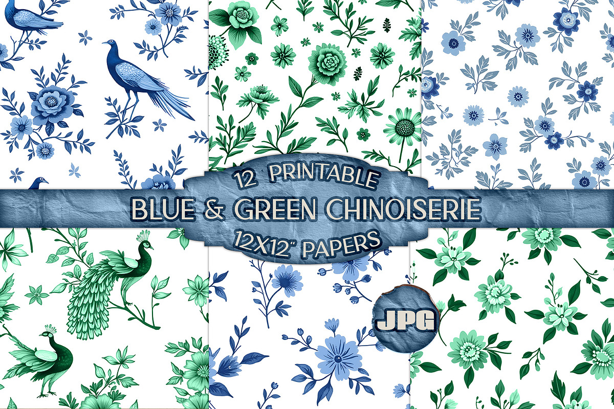 Chinoiserie Scrapbook Paper, a Background Graphic by AlexandHer Digital Art (Photo 1 of 6)