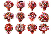 Red strawberry chocolate flower bouq, an Illustration by DreamArtGraphic (Thumbnail 5 of 5)