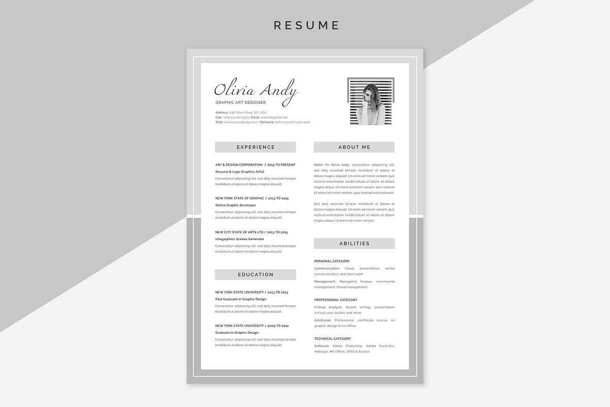 OLIVIA Resume & Cover Letter, a Resume Template by Typography Prime (Photo 2 of 4)