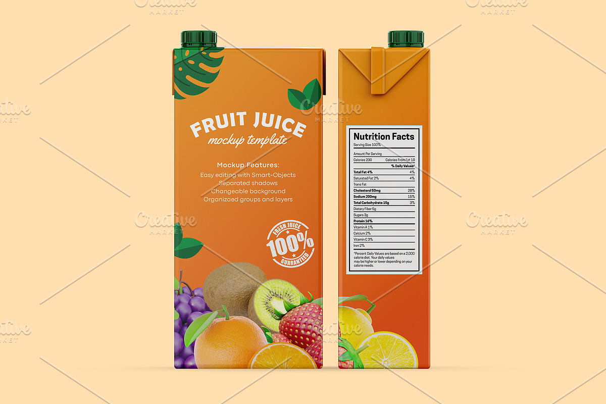 Fruit Juice Packaging Box Mockup, a Packaging Mockup by Dev.Rawat21 (Photo 2 of 4)