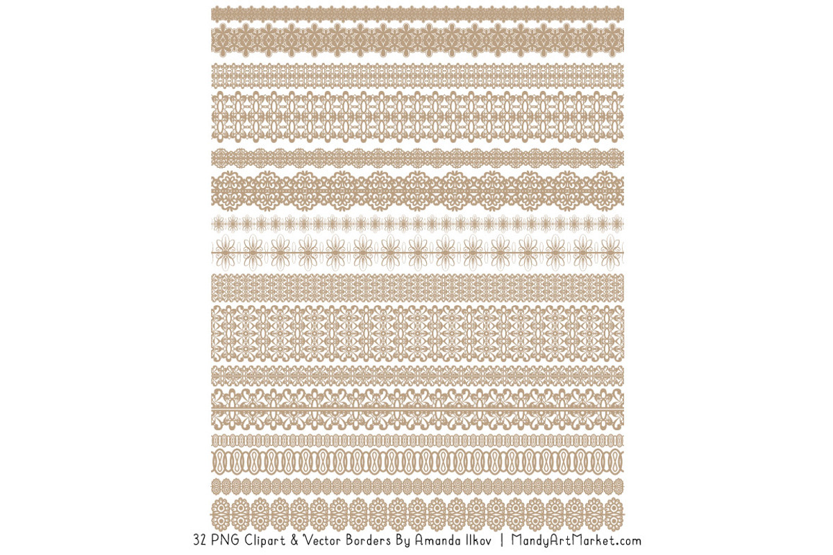 Champagne Lace Clipart Borders, an Illustration by Amanda Ilkov (Photo 4 of 5)