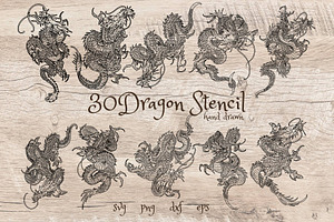 30 dragon svg, Dragon Clipart,