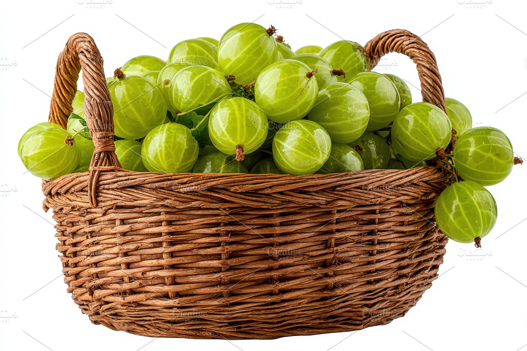 Fresh Green Gooseberries in Brown Wi, a Photo by Pixeness Studio