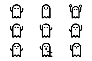 Playful Spooky Specter Icons, an Outline Icon by Vectorium Studio