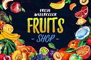 Fresh Watercolor Fruits Shop, a Food Illustration by BLAZTIGRA (Thumbnail 1 of 6)