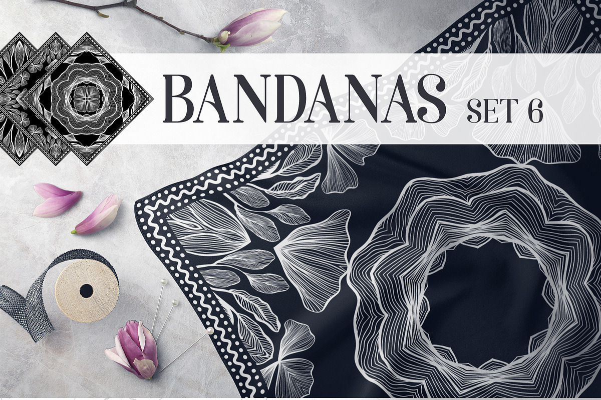 Bandanas Silk Scarf Set 6, a Pattern Graphic by ilonitta (Photo 1 of 5)
