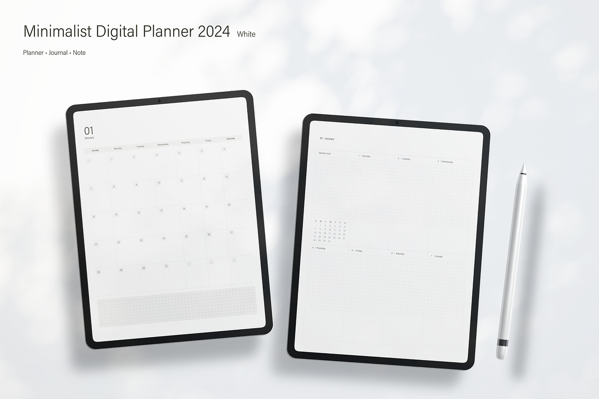 Digital Planner 2024 | White, an App Template by SydneyYeom (Photo 1 of 11)