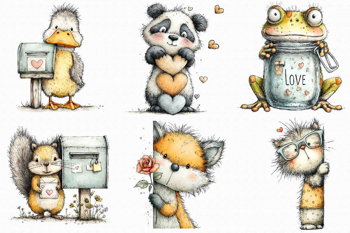 Funny Valentine Peeking Animals PNG, an Illustration by Libby Wishes (Photo 6 of 9)
