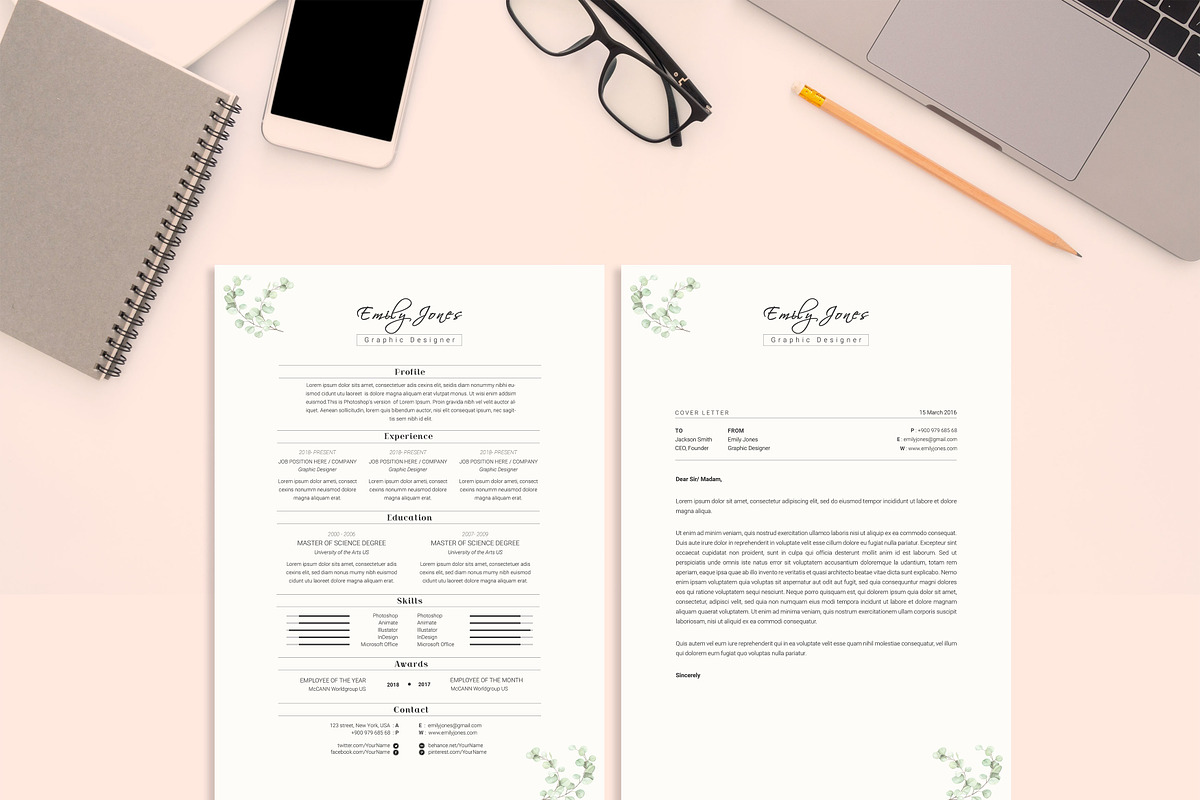 Water Color CV-Resume Tempalate *C, a Resume Template by Showy68 Template (Photo 1 of 3)