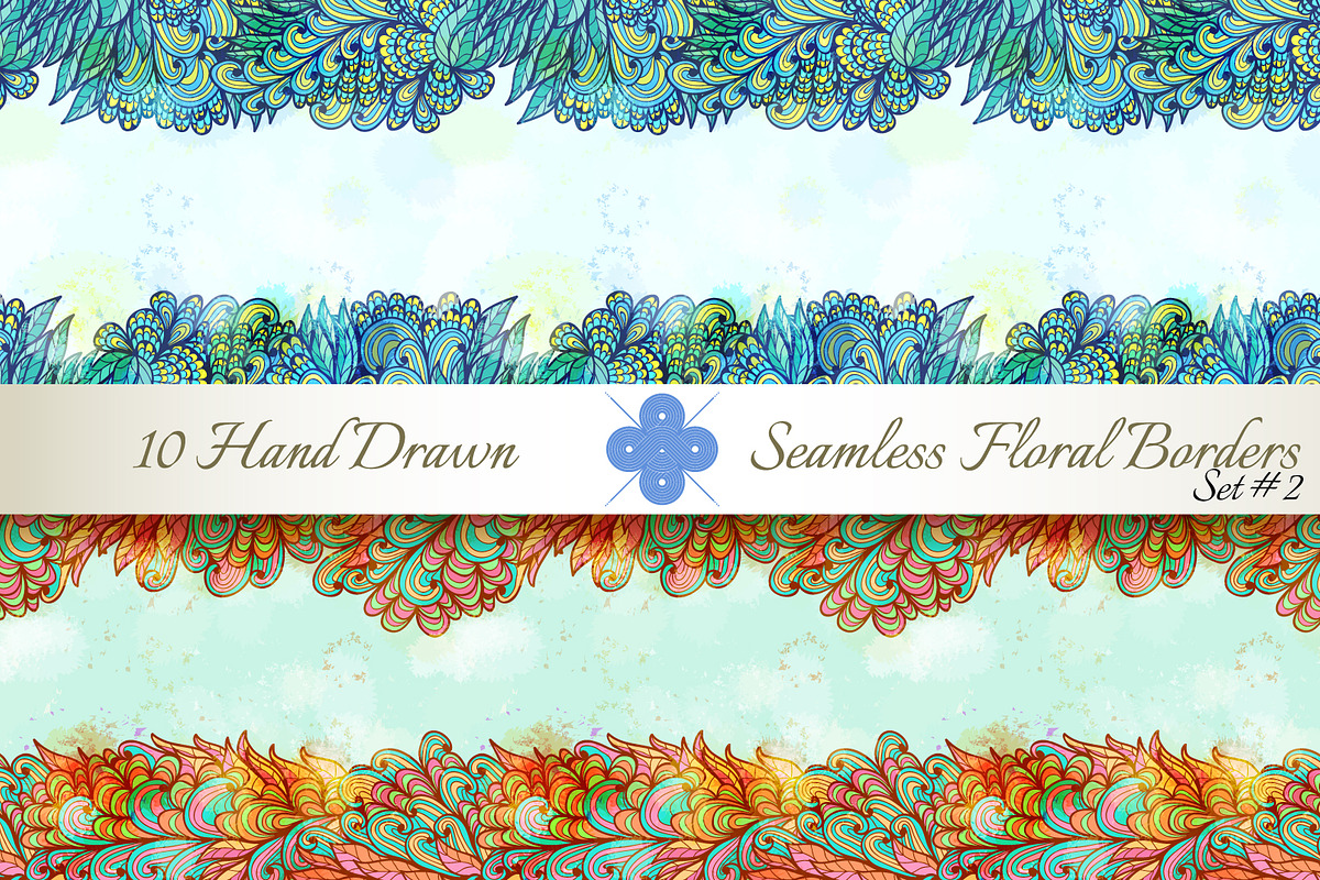 10 Floral Seamless Borders. Set#2 preview 2
