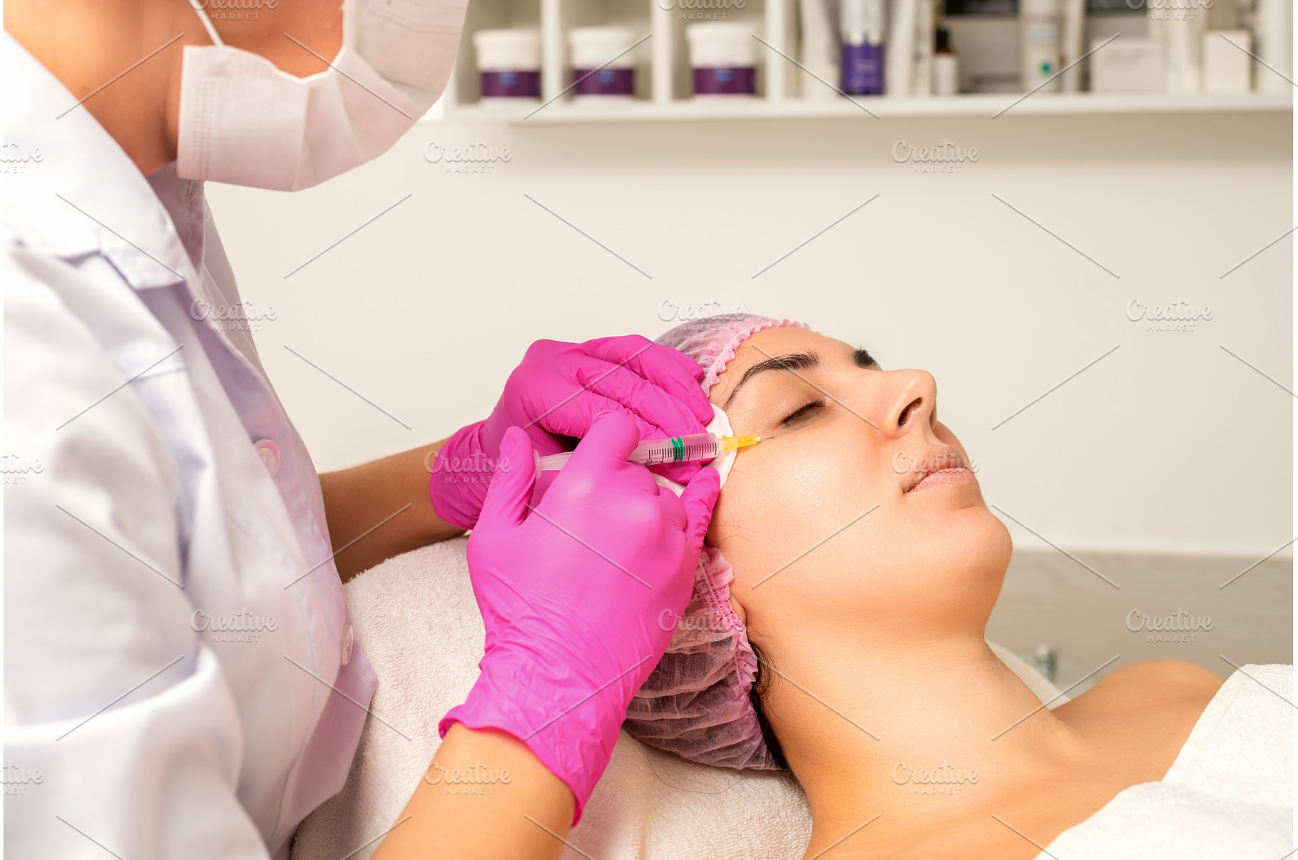 The young white woman is getting, a Health & Medical Photo by okskukuruza