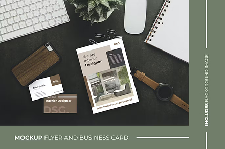 Business Card, Flyer,Brochure Mockup