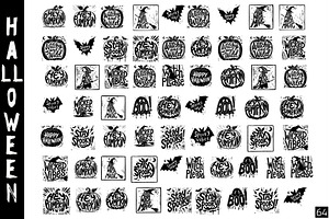 Halloween phrases with 64 SVG