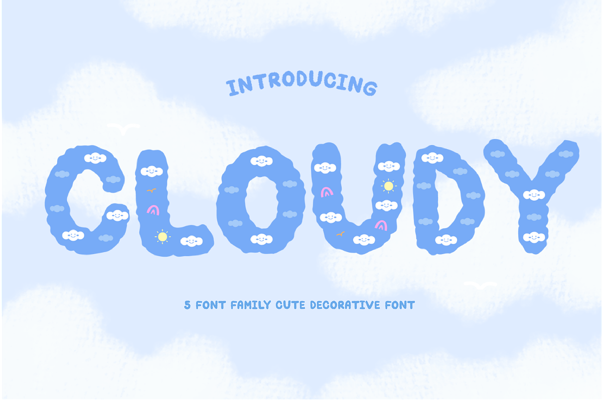 Cloudy - Cute Decorative Font, a Symbol Font by Kanink Studio (Photo 1 of 15)