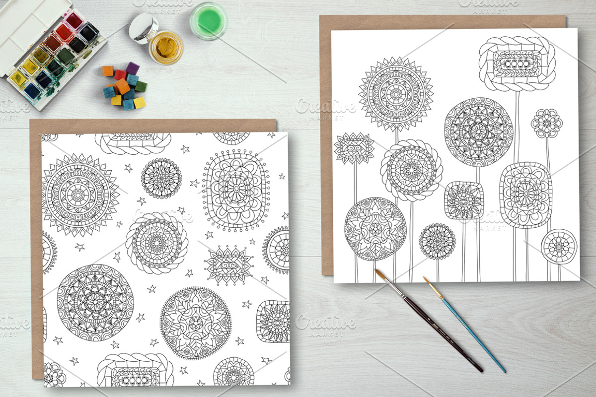 Ethnic Flowers Coloring Book, a Texture Illustration by Dasha_D (Photo 2 of 5)