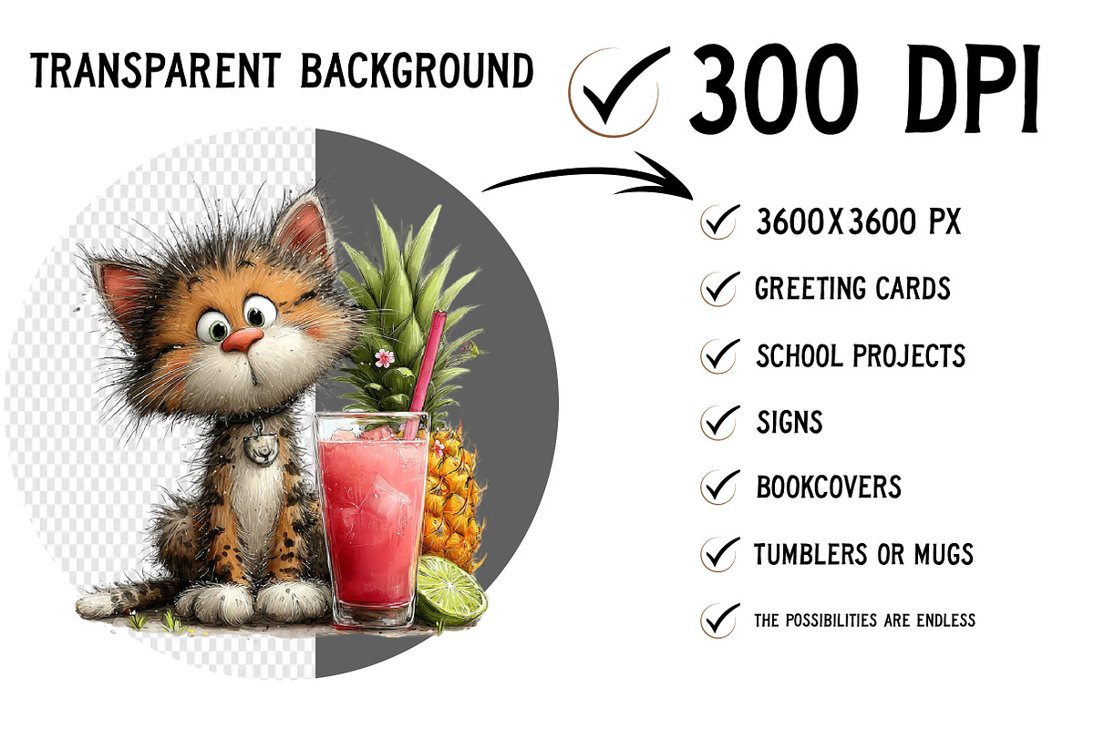 Whimsical Summer Cats Clipart, an Illustration by Craft Nest (Photo 2 of 12)