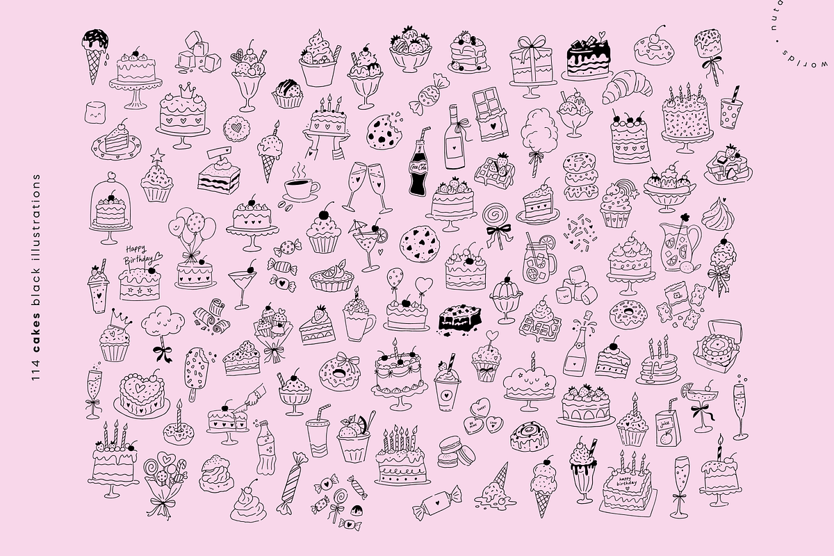 Birthday & Cakes Handmade Doodles, a Food Illustration by Nutalin Art (Photo 10 of 16)