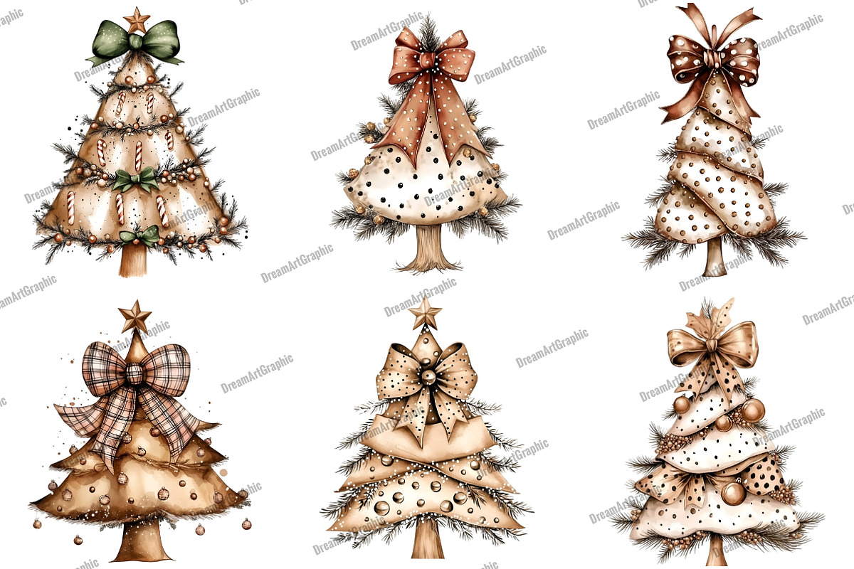 Christmas Trees Bow Clipart, an Illustration by DreamArtGraphic (Photo 2 of 5)