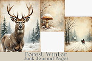 Forest Winter Junk Journal Pages., a Seasonal Illustration by GalaDesign03 (Thumbnail 1 of 6)