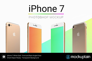 Iphone 7 Mockup White Gold Angled