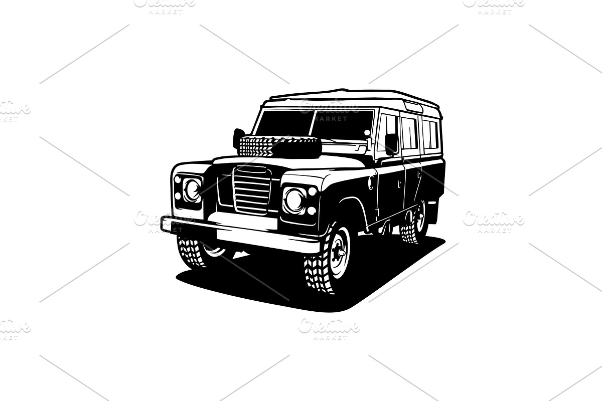 Land Rover 80 - Classic Car, Stencil, an Illustration by Digital-Clipart