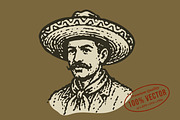 Vintage Sombrero Man Illustration, a Person Illustration by lettett (Thumbnail 1 of 3)