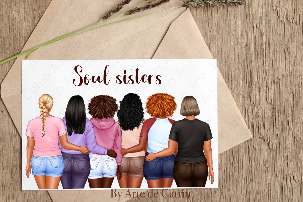 My Best Friends Clipart, Besties Art, a Person Illustration by ArtedeCatrin (Photo 7 of 11)