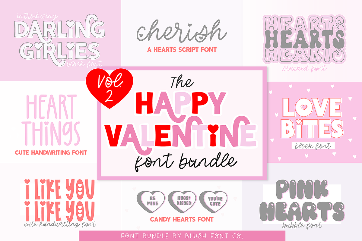 HAPPY VALENTINE Font Bundle V2, a Handwritten Font by Blush Font Co. (Photo 1 of 7)