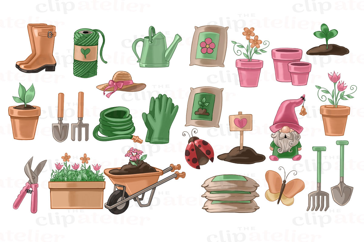 Gardening PNG Clipart, an Illustration by TheClipAtelier, image size:1200x800