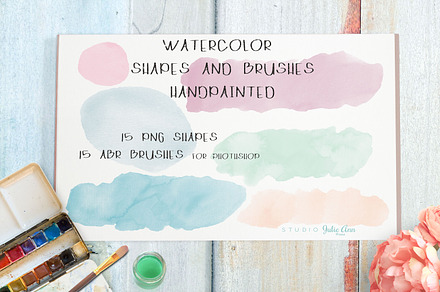 Watercolor Shapes Splotches Brushes