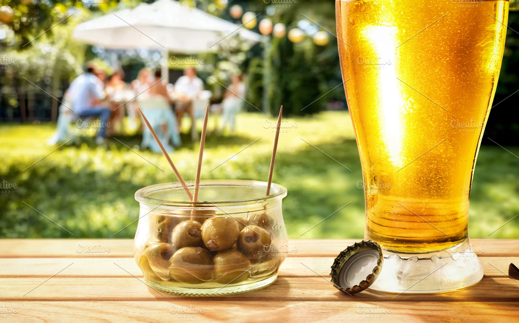Cold Beer and Olives in Garden, a Food & Drink Photo by Davizro's Market