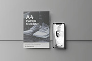 Phone & A4 Paper Mockup, an Advertising Mockup by Se٧enStudio (Thumbnail 3 of 3)