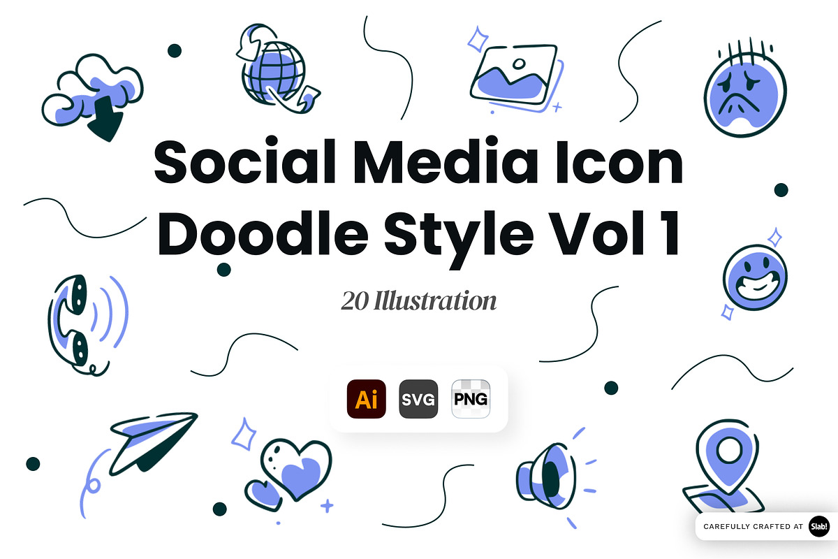 Social Media Doodle Icon Set Vol 1, an Object Illustration by SLAB! Design (Photo 1 of 3)
