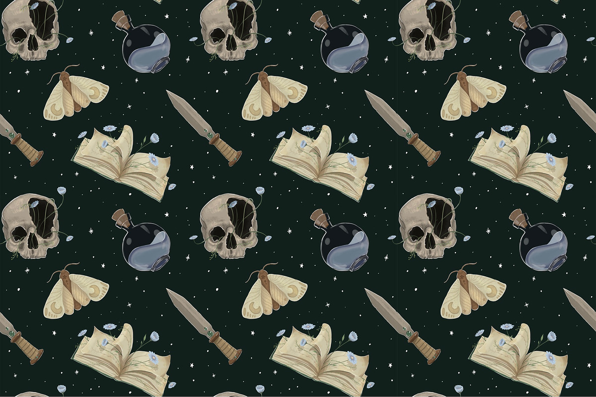 Whimsigoth Seamless Repeat Pattern, a Pattern Graphic by Forest Lily (Photo 9 of 9)