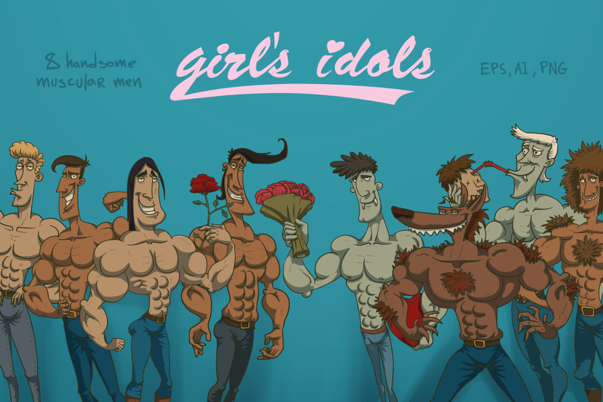 Girls Idols bundle, vector, an Illustration by IvanNikulin (Photo 1 of 2)