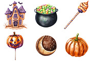 Watercolor Halloween Sweets Clipart, a Seasonal Illustration by CitraGraphics (Thumbnail 2 of 8)