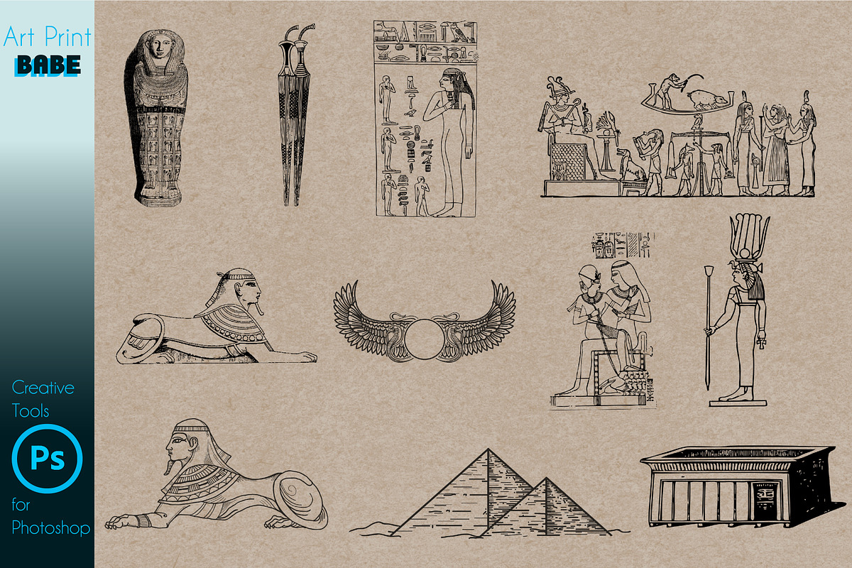 Photoshop Egyptian Brush Tattoo Art, a Brush Add-On by ArtPrintBabe (Photo 3 of 8)
