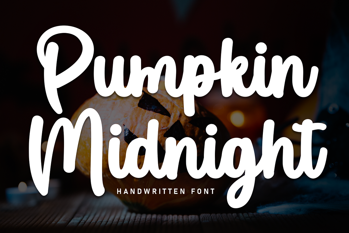Pumpkin Midnight | Script Font, a Handwritten Font by Scratchones (Photo 1 of 8)
