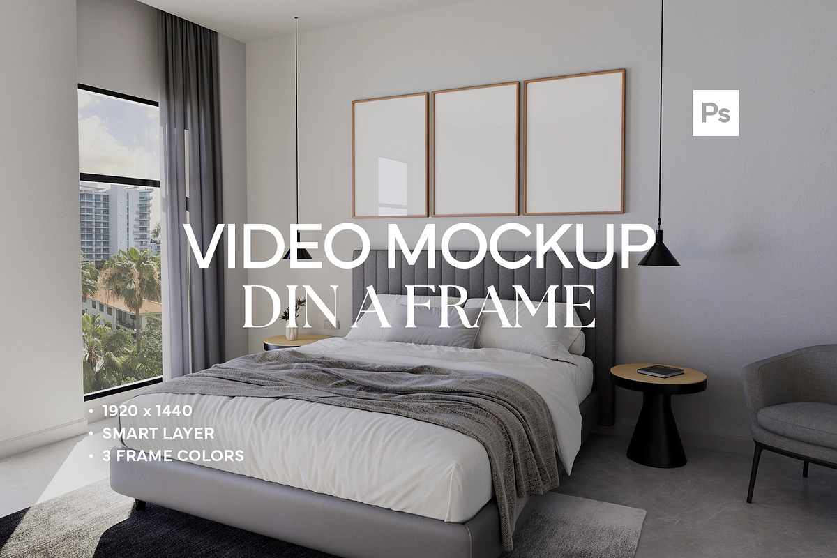 Frame Video Mockup Bedroom PSD, an Advertising Mockup by Drava Mockup (Photo 1 of 5)