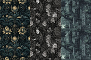 8 Gothic Noir Seamless Patterns, a Pattern Graphic by Inknfolly (Thumbnail 3 of 6)