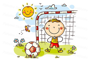 Cartoon boy playing soccer, a Sport Illustration by Bubert Art