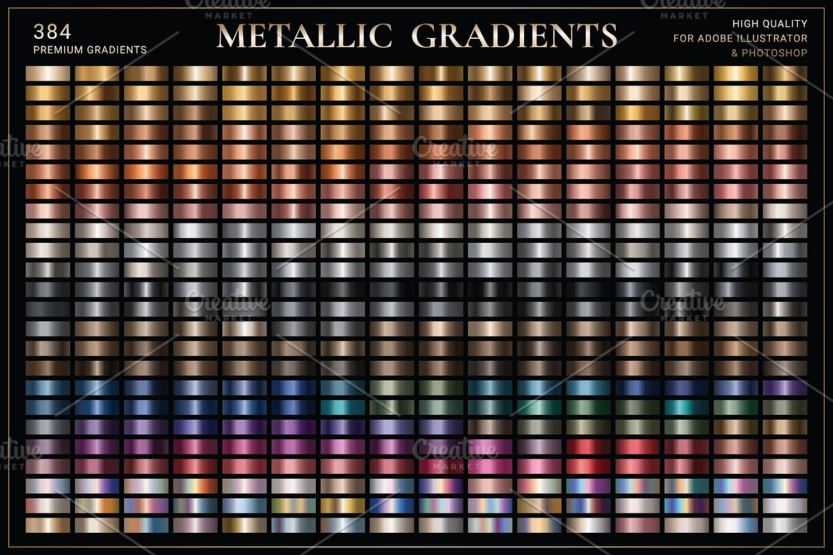 Metallic Gradients PS & Illustrator, a Gradient Add-On by Juksy (Photo 1 of 3)
