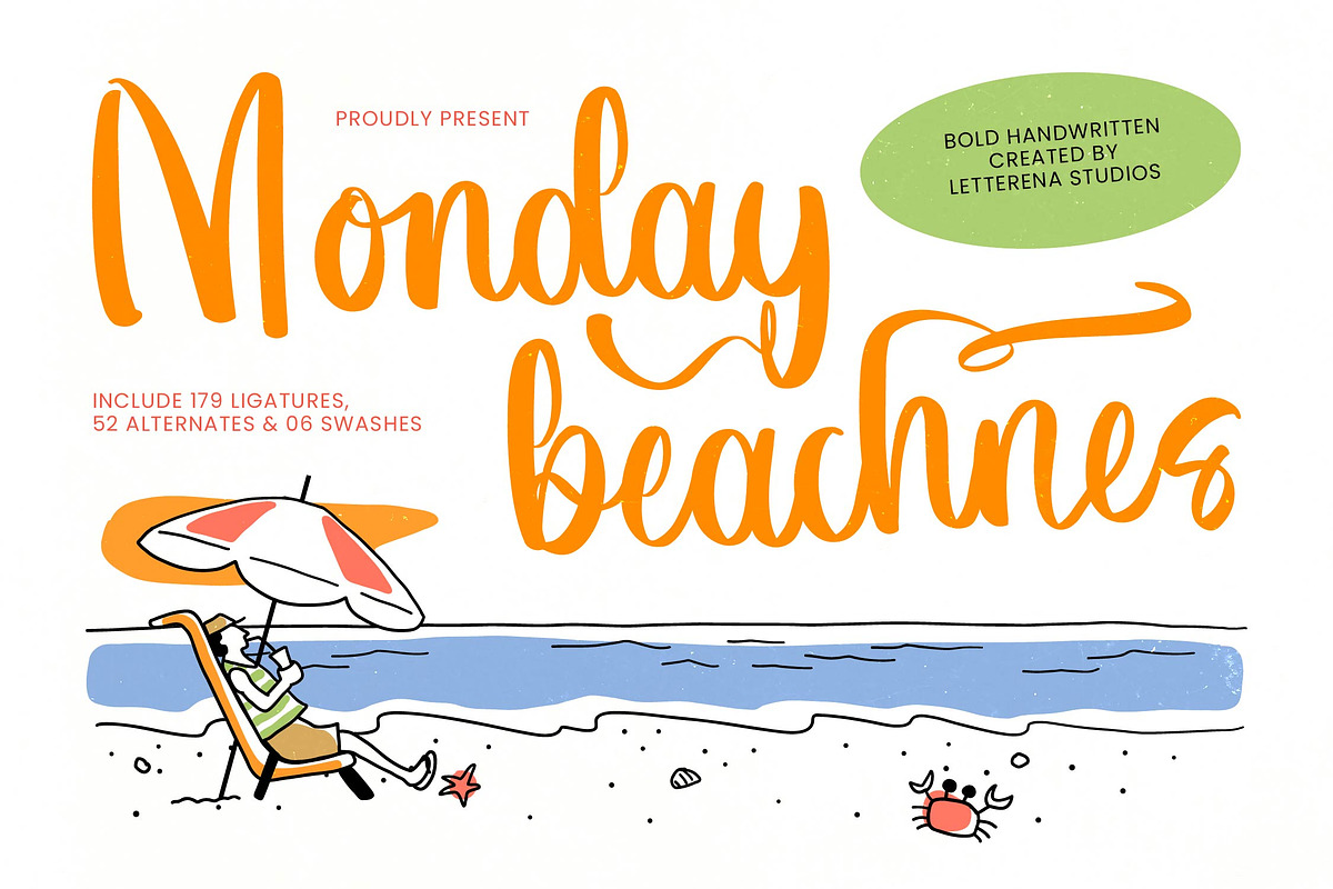Monday Beachnes Bold Handwritten, a Script Font by Letterena Studios Script (Photo 1 of 20)