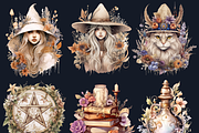 Watercolor Boho Witch Clipart, a Person Illustration by GiraffeCreative (Thumbnail 5 of 9)