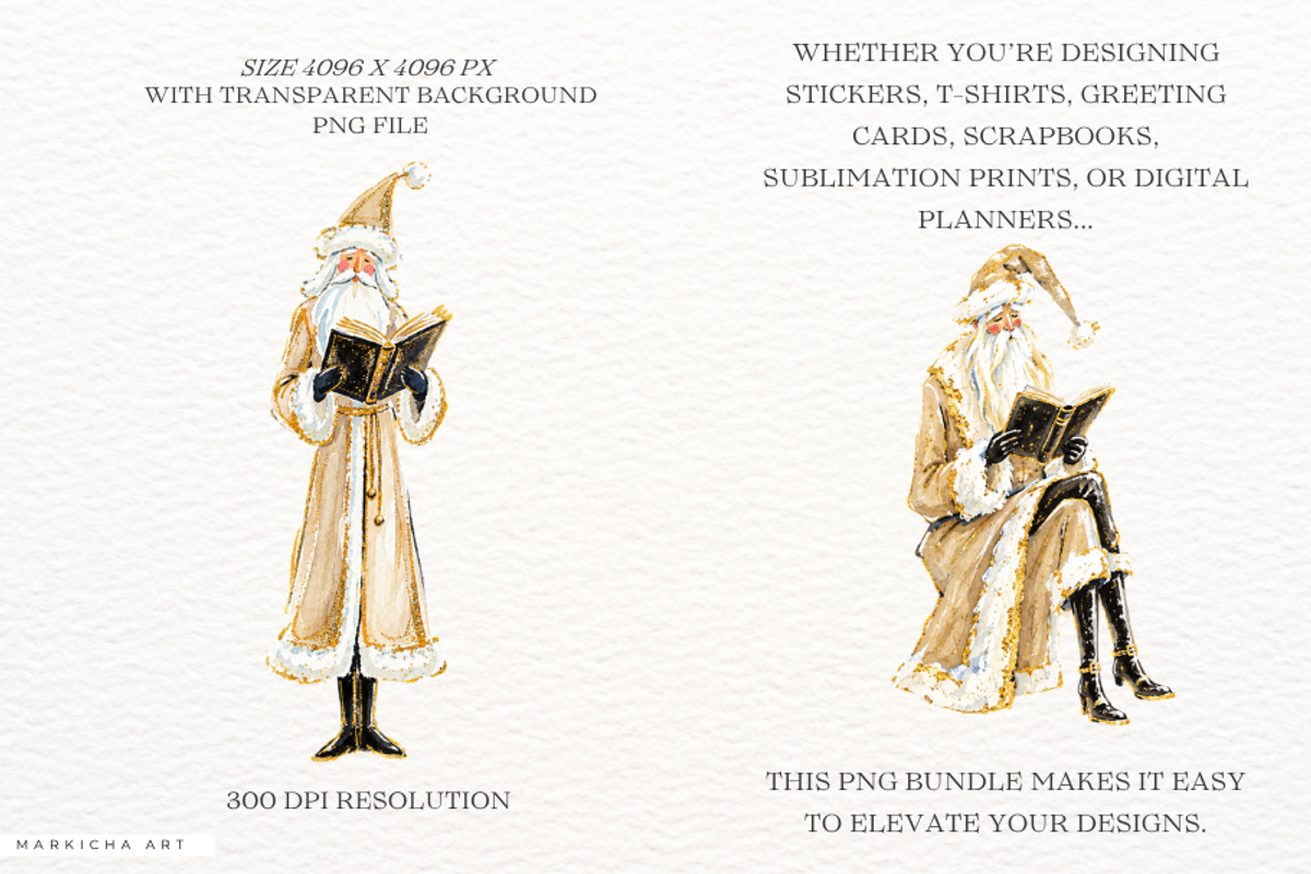 Glitter Christmas Reading Clipart, a Seasonal Illustration by Markicha Art (Photo 2 of 6)