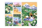 Summer holidays posters set, a Seasonal Illustration by PaperTrident (Thumbnail 1 of 3)