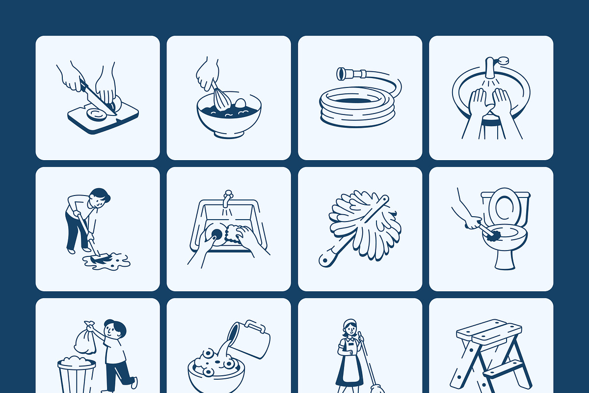 Chores Doodle Icon Set, an Outline Icon by Vectors Market (Photo 7 of 8)