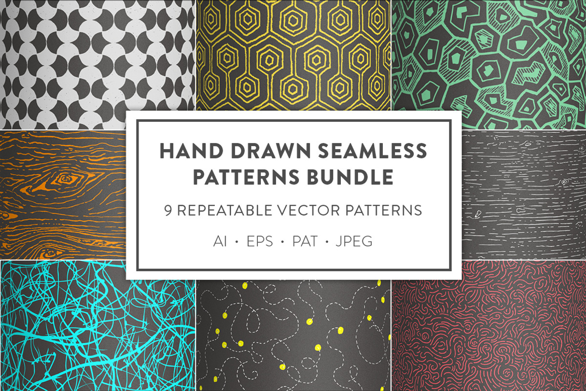 Hand Drawn Seamless Patterns Bundle, a Pattern Graphic by Nic Channon (Photo 1 of 16)